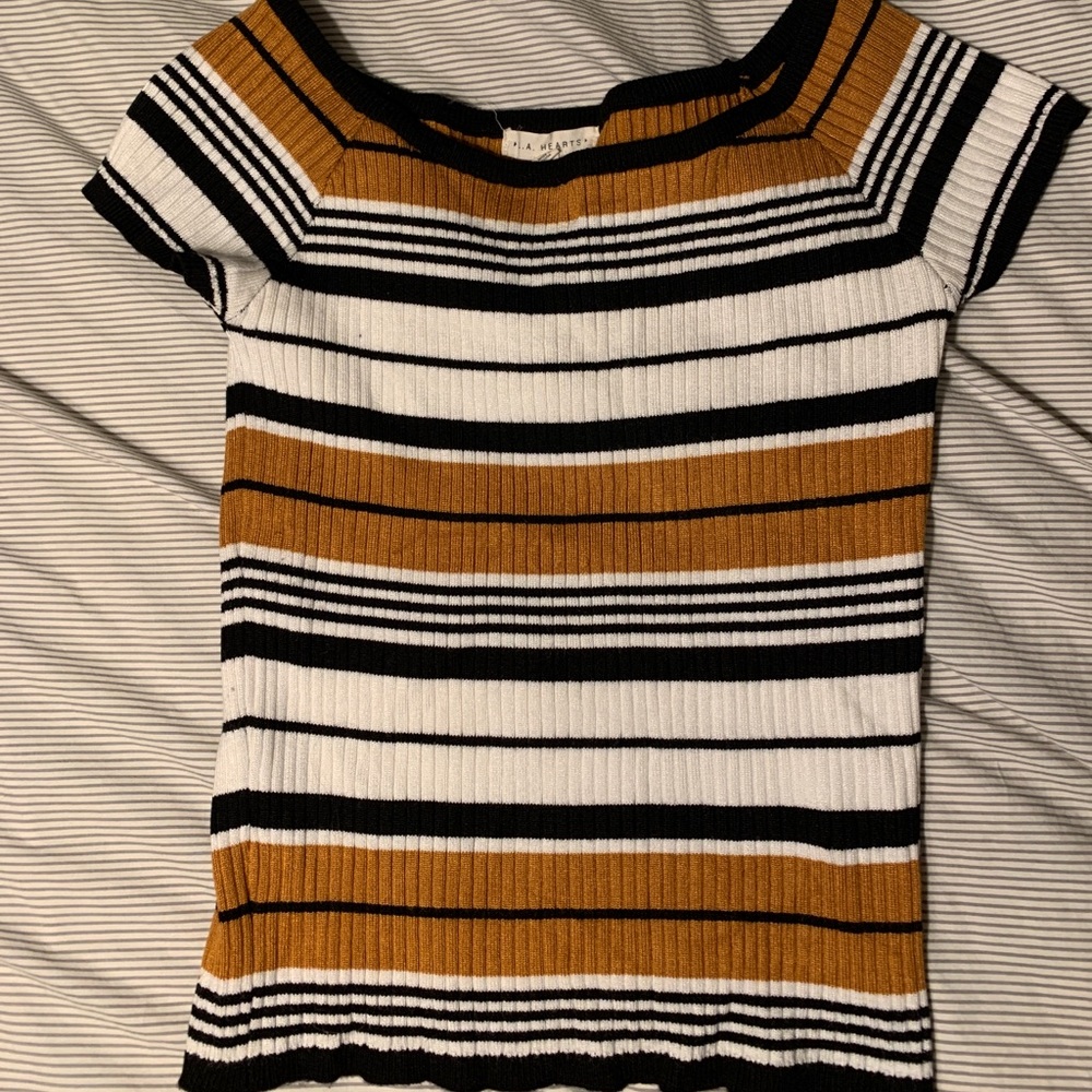 L.A Hearts Orange Black and White T-Shirt